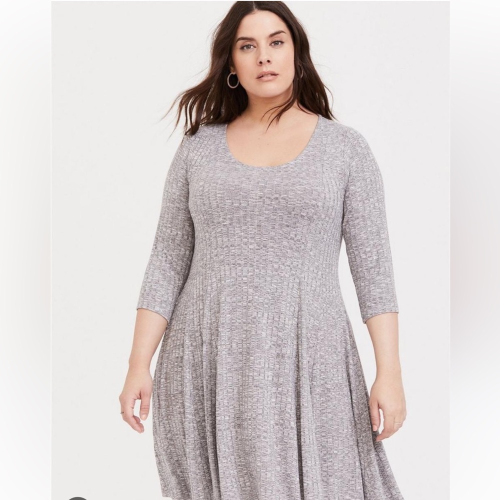 TORRID Grey Mini Hacci Skater Dress Size 1
